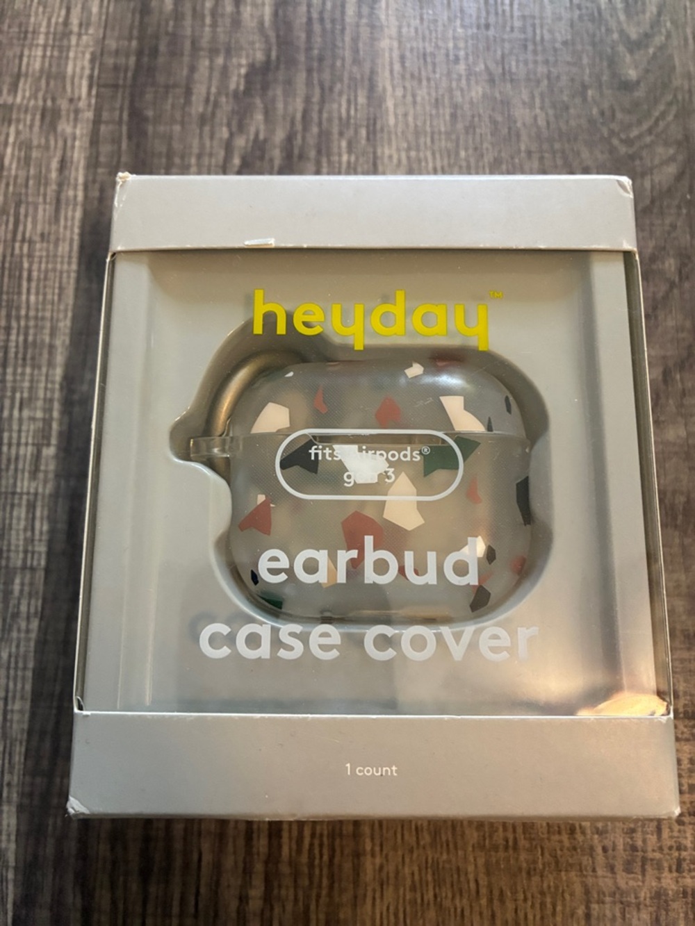 heyday Terrazzo Earbud Case Cover in Sage and Cream